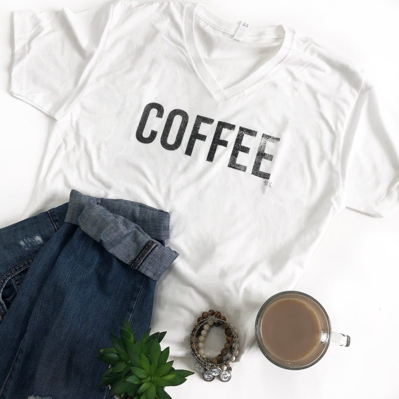 Last Chance-COFFEE Short Sleeve T-Shirt - White