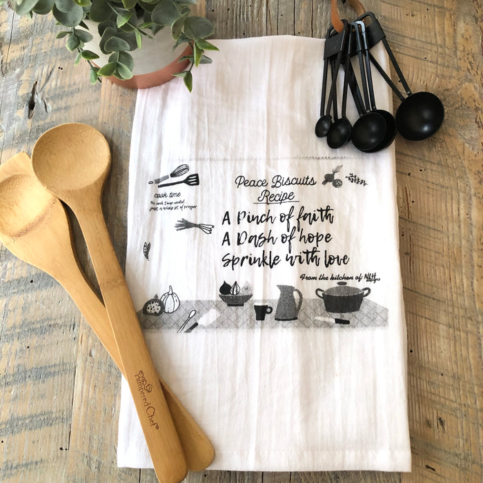 Peace Biscuit Recipe Tea Towel