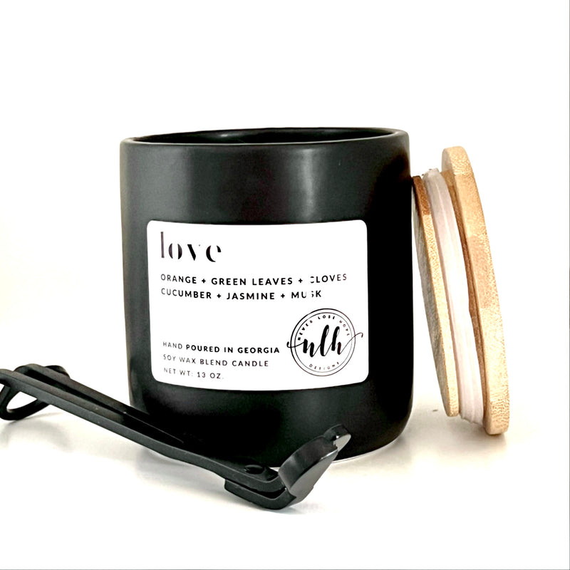 "LOVE" 13 oz. soy wax blend candle